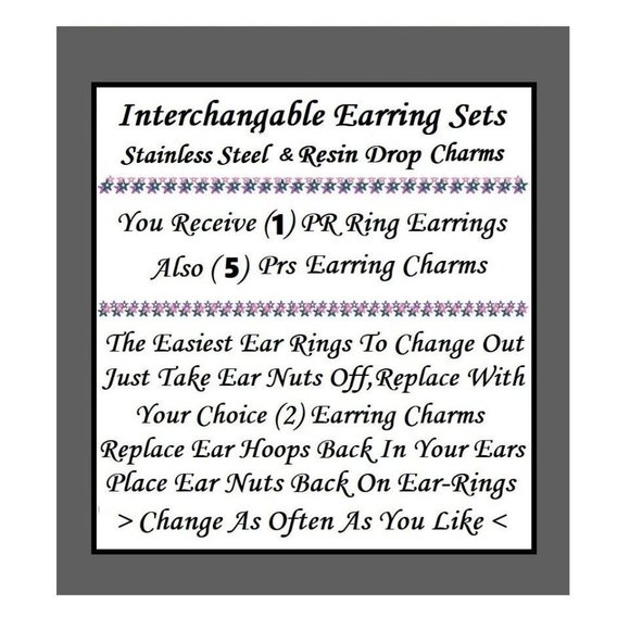 5/$20 Food Fun Wiggle Eye Interchangeable Snack Charm Earrings-5 Pairs in Set - Picture 5 of 6